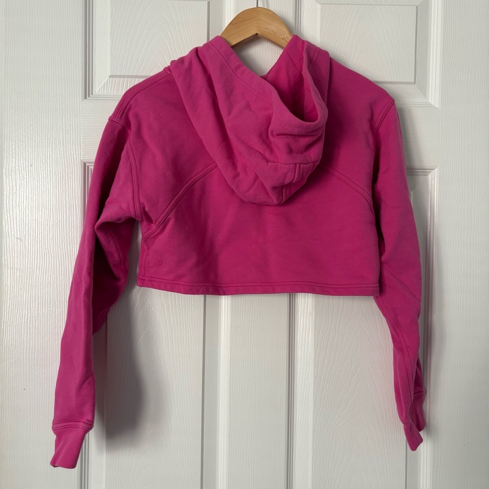 Lululemon All Yours Cropped Hoodie Sweatshirt Size 4 Hot Pink Sonic Pink - Picture 4 of 5